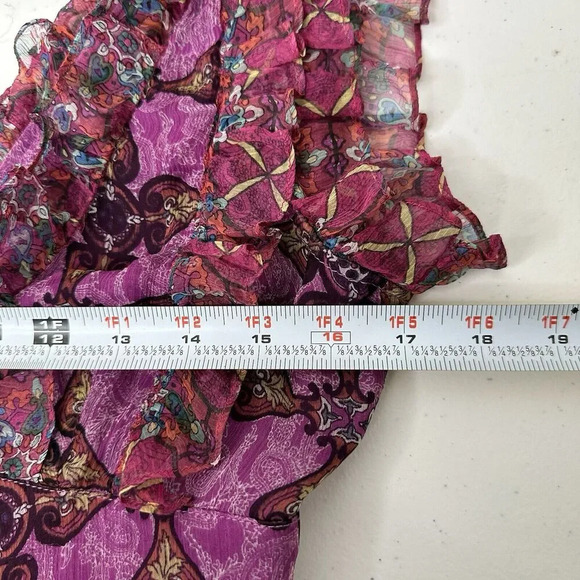 Walter 100% Silk Babydoll Dress Sz 4 Purple Ruffle Tiered Empire Waist Romantic - Picture 8 of 15